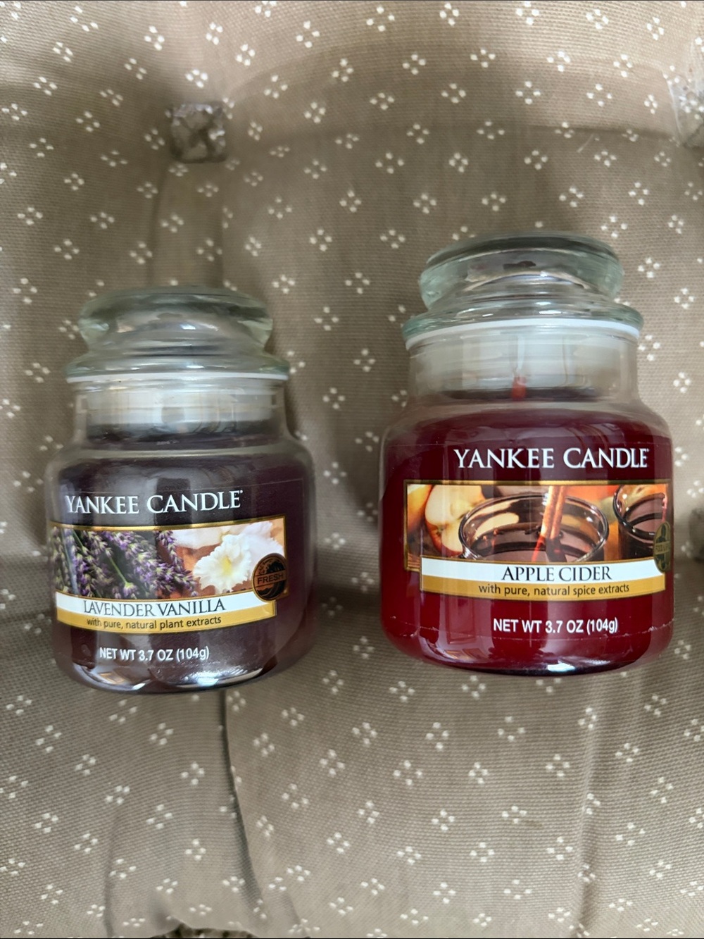 Yankee Candle Lavender Vanilla & Apple Cider Small Jar Candles - Set of 2